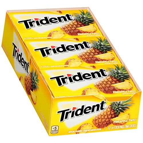 Trident Pineapple Twist Sugar Free Gum - with Xylitol - 12 Packs (168 Pieces Total)