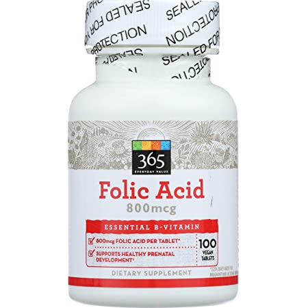 365 Everyday Value, Folic Acid 800mcg, 100 ct