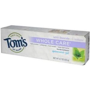Tom's of Maine Tom's of maine whole care toothpaste with flouride spearmint flavor 4.7 ounce tube (pack of 3)