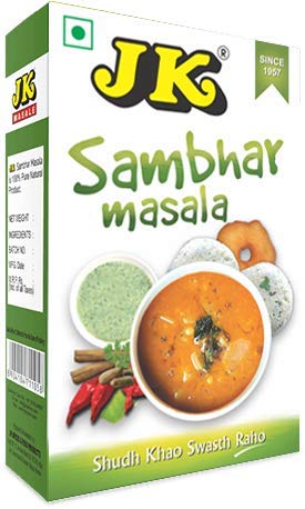 JK SAMBHAR MASALA 3.53 Oz, 100g (Sambar Curry Spice Mix, Dhal or Daal Curry) Non-GMO, Gluten free and NO preservatives!