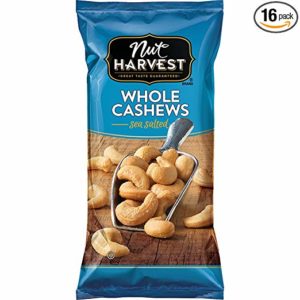 Nut Harvest Sea Salted Whole Cashews, 2.25 Ounce (Pack of 16)