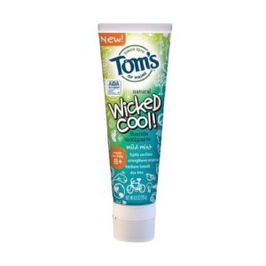 Tom's of Maine Wicked Cool! Toothpaste Anticavity with Fluoride, Mild Mint 4.2 oz (Pack of 2)