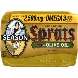 Season Lightly Smoked Sprats in Olive Oil, 3.75 Ounce