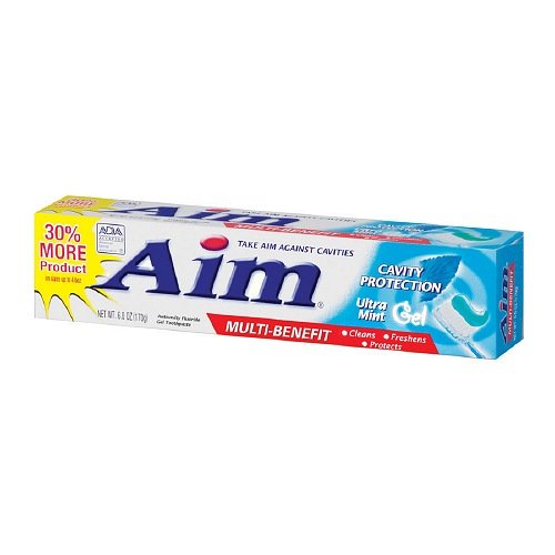 Aim Cavity Protection Ant Cavity Fluoride Toothpaste, Ultra Mint Gel, 5.5 Ounce, Pack of 6