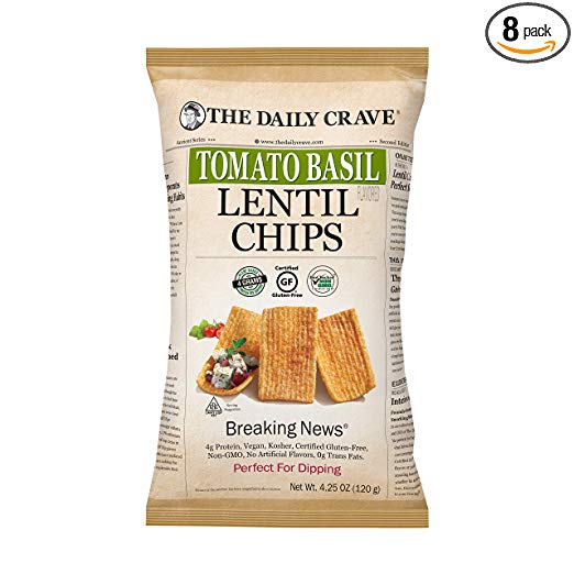 The Daily Crave Tomato Basil Lentil Chips, Tomato Basil, 4.25 Ounce (Pack of 8)
