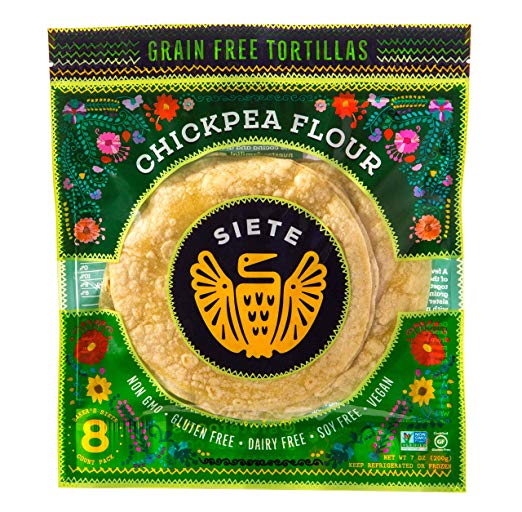 Siete Chickpea Flour Grain Free Tortillas, 8 Tortillas Per Pack, 6-Pack, 48 Tortillas