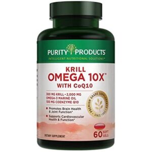 Krill Omega 10X More EPA & DHA with CoQ10 Super Formula from Purity Products. 60 Soft GELS