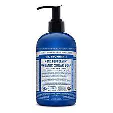 Dr. Bronner’s Organic Peppermint Sugar Soap. 4-in-1 Organic Pump Soap for Home and Body (24 oz)