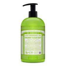 Dr. Bronner’s Organic Lemongrass Lime Sugar Soap. 4-in-1 Organic Pump Soap for Home and Body (24 oz)