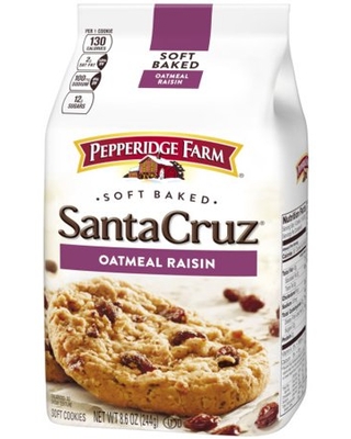 Pepperidge Farm, Santa Cruz, Soft Baked, Cookies, Oatmeal Raisin, 8.6 oz, Bag