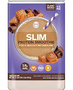 OLLY Protein + Slim Boost, Protein Powder, 21.2 oz (15 Servings), Salted Caramel Chocolate, 18g Plant Protein, Vegan