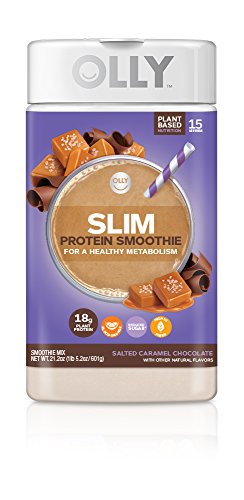 OLLY Protein + Slim Boost, Protein Powder, 21.2 oz (15 Servings), Salted Caramel Chocolate, 18g Plant Protein, Vegan