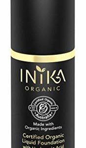 INIKA Certified Organic Liquid Foundation with Hyaluronic Acid All Natural Make-up Base, Flawless Long-Lasting Coverage, Lightweight, Hypoallergenic, Halal, 30 ml (1oz) (Tan)