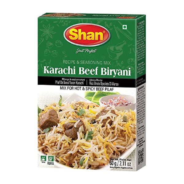 Shan Karachi Beef Biryani Seasoning Mix - Pack of 6 (60g)