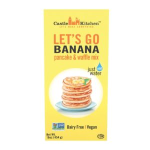 Castle Kitchen Banana Pancake Mix - Dairy-Free, Vegan, Plant Based, Non-GMO Project Verified, Kosher, Complete Pancake & Waffle Mix - Just Add Water - 16 oz