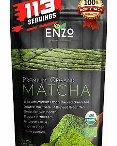 Premium Culinary Organic Matcha Green Tea Powder - USDA Certified Premium Culinary Maccha Zen Buddhist Grade Teas (4oz 113 Servings) Great for Drinking as hot tea, latte , baking