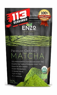 Premium Culinary Organic Matcha Green Tea Powder - USDA Certified Premium Culinary Maccha Zen Buddhist Grade Teas (4oz 113 Servings) Great for Drinking as hot tea, latte , baking