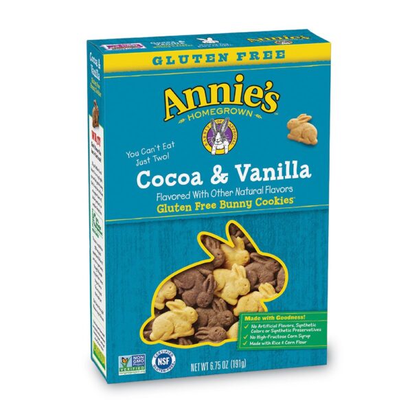 Annie's Gluten Free Cookies, Peanut Free, Cocoa & Vanilla Bunny Cookies, 6.75 oz Box