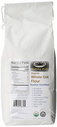 Healthy FuFu Organic Whole Oat Flour - Top Grade Finely Ground Oat Flour - Kosher - 5 lb