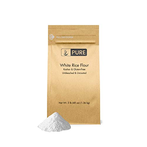 White Rice Flour (3 lb.) by Pure Organic Ingredients, Kosher, Gluten-Free, Fat-Free, Sodium-Free, Unbleached & Untreated, Vegan
