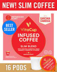 VitaCup Slim Blend Coffee Pods 16ct | Diet & Metabolism | Garcinia & Ginseng | Keto & Paleo Friendly | Vegan | B Vitamins | Compatible with K-Cup Brewers Including Keurig 2.0