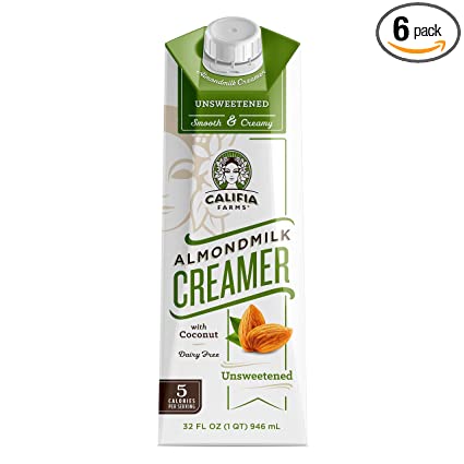 Califia Farms Unsweetened Almondmilk Coffee Creamer with Coconut Cream, 32 Oz (Pack of 6) | Dairy Free | Whole30 | Keto | Vegan| Plant Based | Nut Milk | Non-GMO