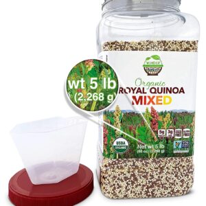 Wunder Basket Organic Mixed Quinoa, 5 LB Jar, Raw, Non-GMO, Vegan ... (Mixed Color)