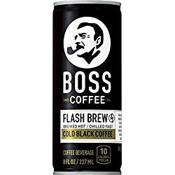 BOSS COFFEE by Suntory - Japanese Coffee Drink - Imported Coffee - Flash Brewed - Gluten Free, Sugar Free, Dairy Free, Keto, Vegan. (Original Black) (8 oz) (Pack of 12)
