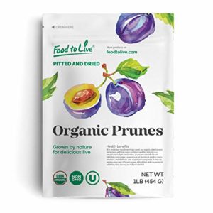 Organic Pitted Prunes, 1 Pound - Dried California Plums, Non-GMO, Kosher, Unsulfured, Unsweetened, Bulk