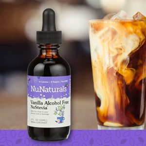 NuNaturals NuStevia Liquid Vanilla Stevia Alcohol Free Natural Liquid Sweetener, Sugar-Free, 295 Servings (2 oz)