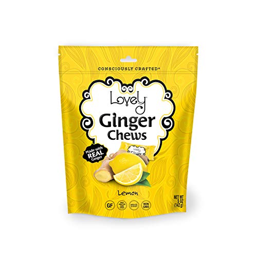 VEGAN Lemon Ginger Chews - Lovely Candy Co. 5oz Bag - Non-GMO, Gluten Free, Vegan | Made with REAL Indonesian Ginger for a good kick!