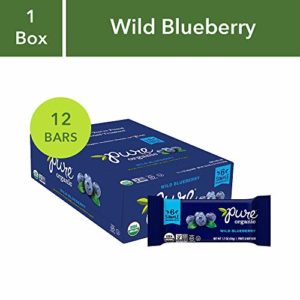 Pure Organic Wild Blueberry Bar, Gluten-Free, Certified Organic, Non-GMO, Vegan, Kosher, Plant Based Whole Food Nutrition Bar, 1.7 ounce (Pack of 12)