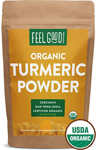 Organic Turmeric Root Powder w/Curcumin | Lab Tested for Purity | 100% Raw from India | 8oz Bag by Feel Good Organics