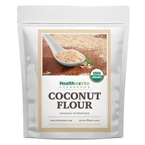 Healthworks Coconut Flour Unrefined Raw Organic (64 Ounces / 4 Pounds) | Certified Organic | Keto, Vegan & Non- GMO | Protein Based Whole Foods | Pancakes, Waffles, Bread & Other Baked Goods