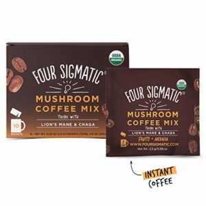 Four Sigmatic Mushroom Coffee with Lion's Mane & Chaga For Concentration + Focus, Vegan, Paleo, Gluten Free, 0.09 Ounce (10 Count)