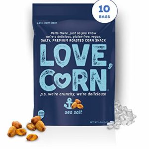 SEA SALT LOVE CORN - 1.6oz (10 BAGS) Crunchy Corn, Gluten-Free, Vegan, Non-GMO, Sugar-Free Snack