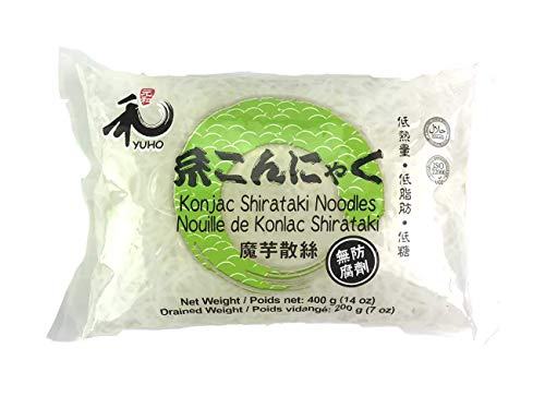 YUHO Konjac Shirataki Noodles Halal Gluten Free Zero Carbs Shirataki Pasta 0 Preservatives 400 g (14 oz)