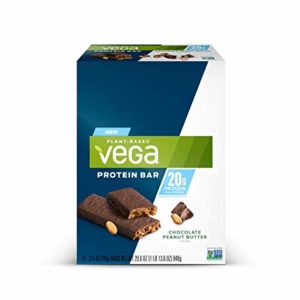 Vega 20g Protein bar Chocolate Peanut Butter, Plant Based Vegan Protein Bars, Non Dairy, Gluten Free, Non GMO, 12Count