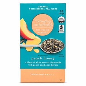 Simply Balanced Organic White Herbal Tea Blend Peach Honey 1.27 OZ- 20 tea bags (One Pack)