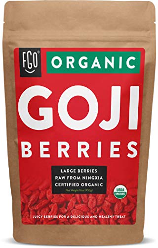 Organic Goji Berries - 16oz Resealable Bag - 100% Raw From Ningxia - by FGO