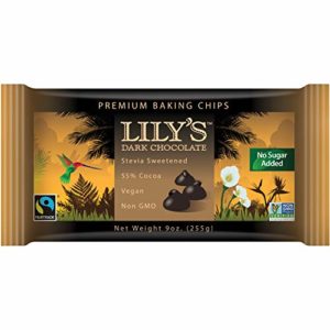 Premium Dark Chocolate Baking Chips by Lily's Sweets |Stevia Sweetened, No Added Sugar, Low-Carb, Keto Friendly | 55% Cacao | Fair Trade, Vegan, Gluten-Free & Non-GMO | 9 oz, 3 Pack