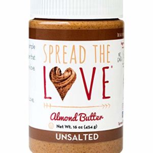 Spread The Love UNSALTED Almond Butter, 16 Ounce (All Natural, Vegan, Gluten-free, Creamy, No added salt, No added sugar, No palm fruit oil, Not pasteurized with PPO)