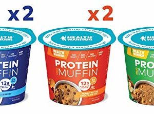HEALTH WARRIOR Protein Mug Muffins, Variety Pack, 12g Plant-Based Protein, Gluten Free, Vegan, Low Sugar, Non-GMO, 2.01oz cups (Pack of 6)