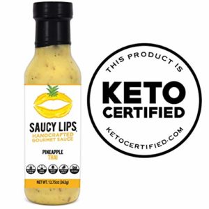 Saucy Lips Handcrafted Gourmet Sauce. Pineapple Thai. Keto Approved, Vegan, and Gluten Free. Sugar Free Condiment, Low Carb & Low Sodium Dressing. Soy, GMO, Dairy, Nut, and Gluten Free, 12 oz