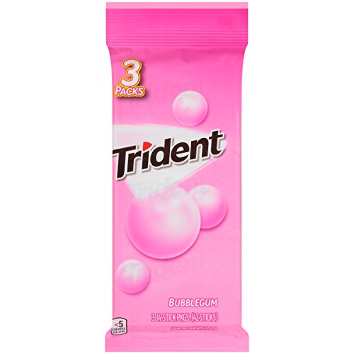 Trident Bubble Gum Sugar Free Gum - 3 Packs (42 Pieces Total)