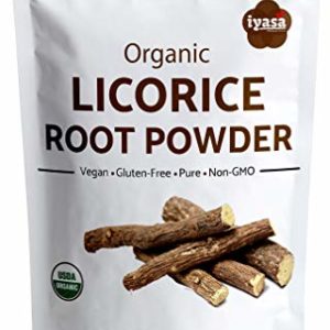 Organic Licorice Root Powder (Mulethi) Glycyrrhiza Glabra, Trial Pack of 4 Oz/112 Gm, Soothes Sore Throat,Candy Flavoring agent, Superfood, Resealable Pouch of 4 oz
