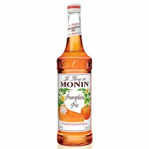 Monin - Pumpkin Pie Syrup, Pumpkin and Baked Pie Crust Flavor, Natural Flavors, Great for Hot, Iced, or Frozen Lattes, Frappes, Shakes, and Martinis, Vegan, Non-GMO, Gluten-Free (750 ml)