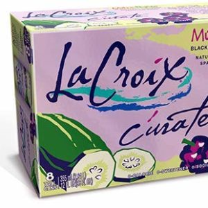 LaCroix Cúrate Múre Pepino Sparkling Water, Blackberry Cucumber, 12oz Slim Cans, 8 Pack, Naturally Essenced, 0 Calories, 0 Sweeteners, 0 Sodium