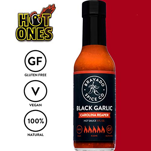 Bravado Spice Black Garlic Carolina Reaper | Hot Ones Hot Sauce | Gluten Free | Vegan | All Natural