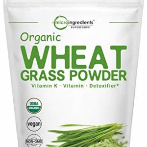 Sustainably US Grown, Organic Wheat Grass Powder, 1 Pound, Rich in Fiber, Chlorophyll, Fatty Acids and Minerals, No GMOs and Vegan Friendly